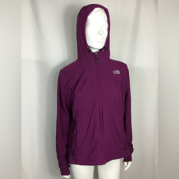 The North Face hooded Jacket Sweater Velvet Lining Magenta Warm Size Women Large - Picture 1 of 7